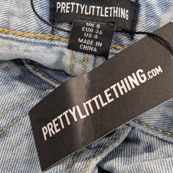 PrettyLittleThing Women's Light Blue Wash Split Hem Jeans US 4 NWT - Picture 12 of 15